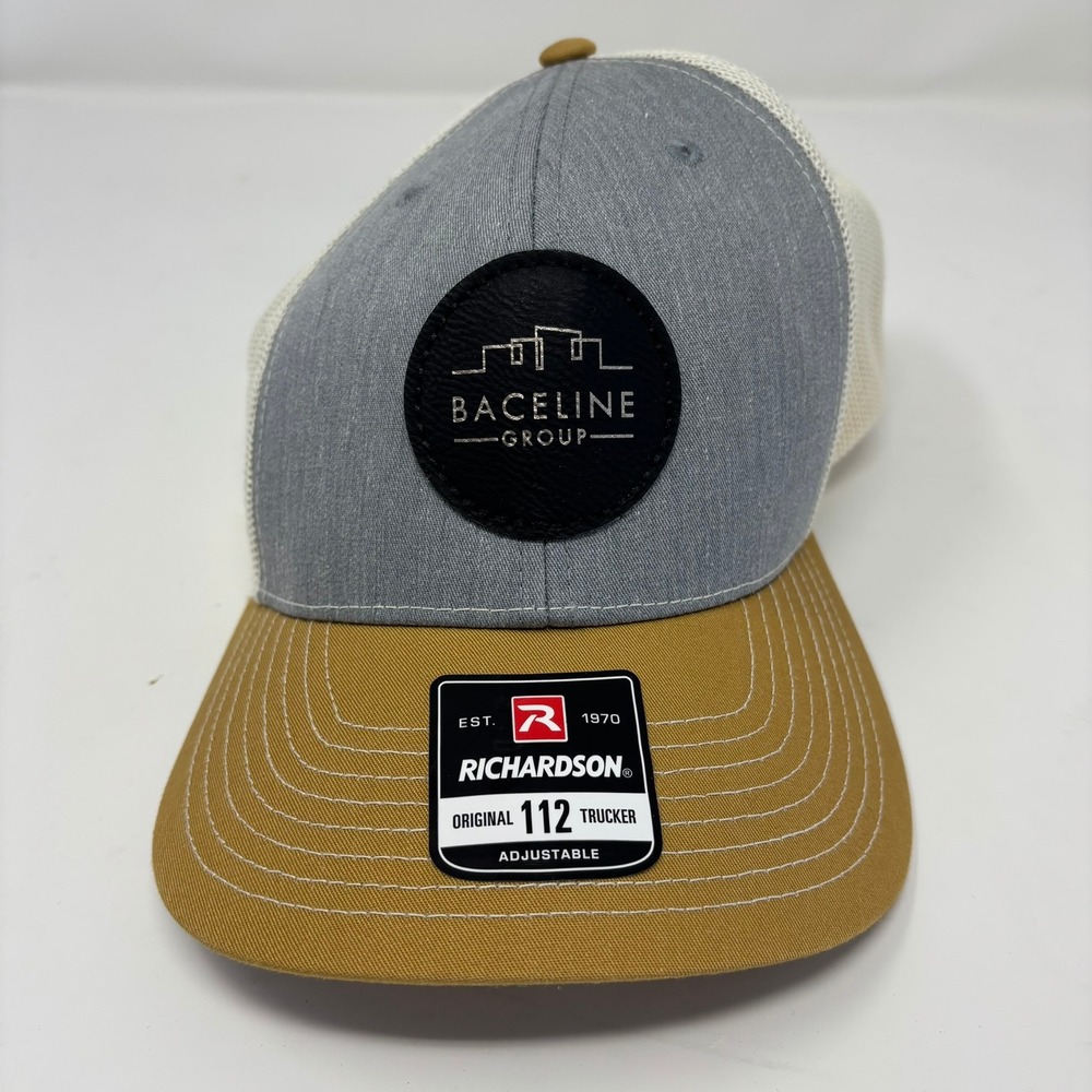 Richardson 112 Trucker Hat Mens Grey Yellow Baceline Group Snapback Mesh Cap